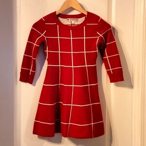 Poppies and Roses Dress Girls Size 7 Sweater Knit Red/Gold Metallic Specs